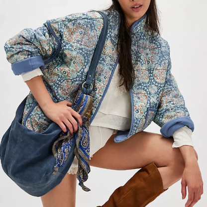 Quilted floral cotton jacket