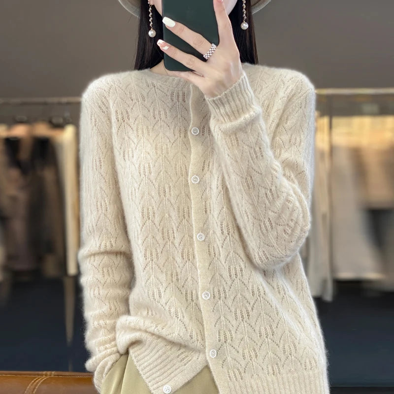 100% Merino Wool Cardigan Cardigan Sweater Top