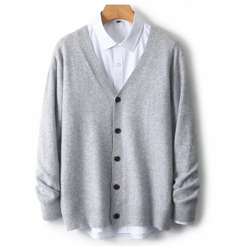 100% merino wool men's V-neck cashmere sweater