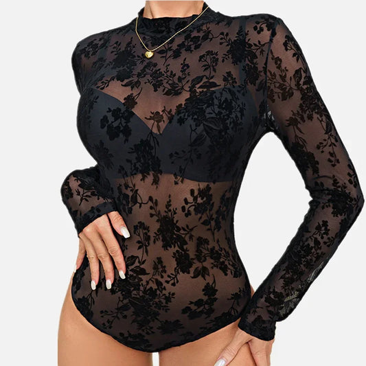 Black Flowers Summer Lace Jumpsuit