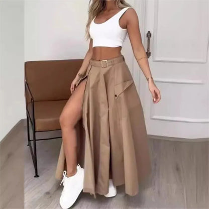 Zipper Pockets Long Skirt