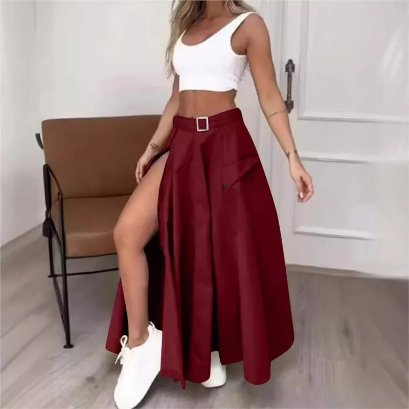 Zipper Pockets Long Skirt