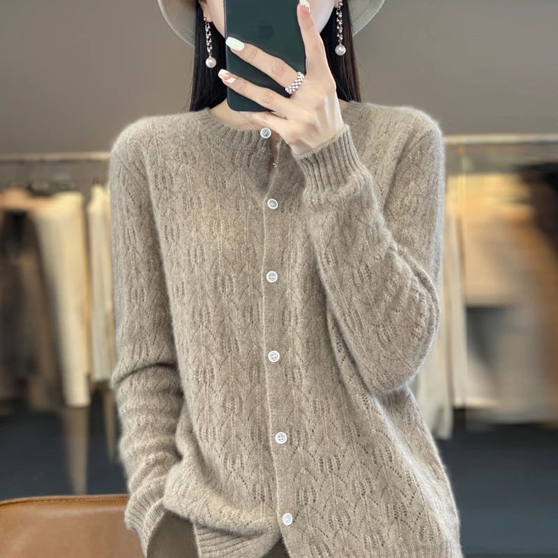 100% Merino Wool Cardigan Cardigan Sweater Top