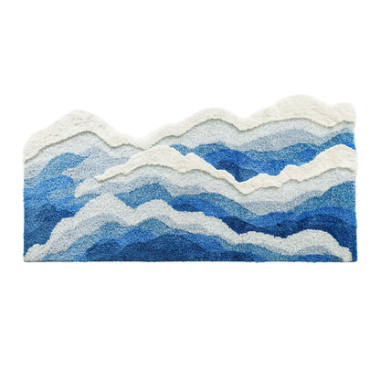 Blue Ocean Wave Bedroom Bedside Rug