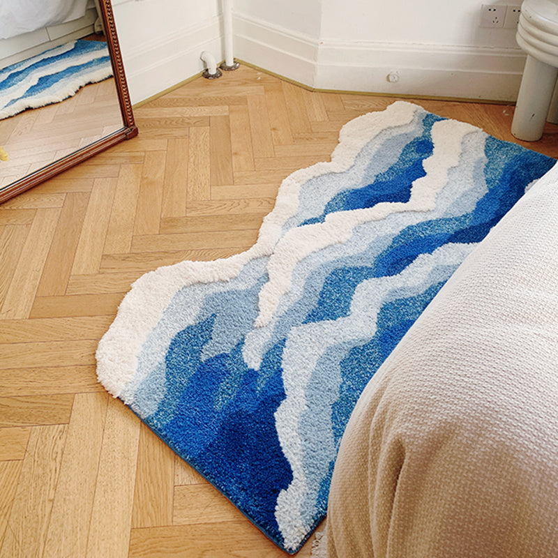 Blue Ocean Wave Bedroom Bedside Rug