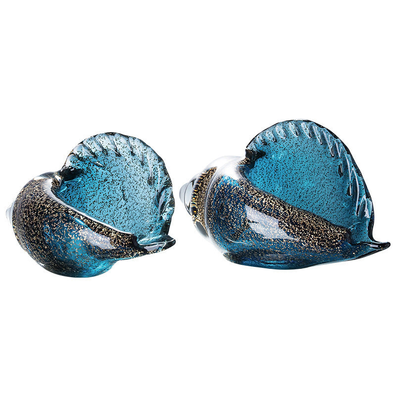 Blue Creative Big Sea Conch Thick Decorative Glass Ornaments