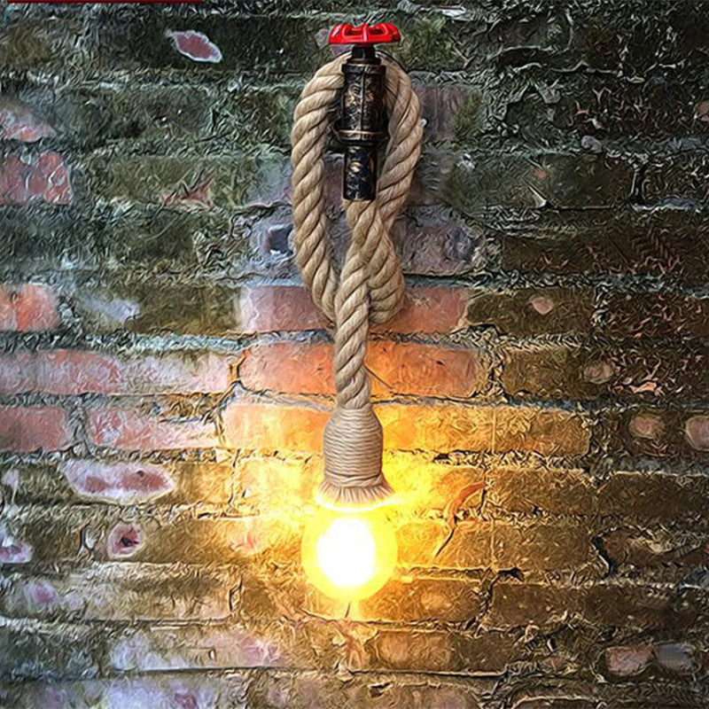 American Country Retro Restaurant Hemp Rope Iron Chandelier