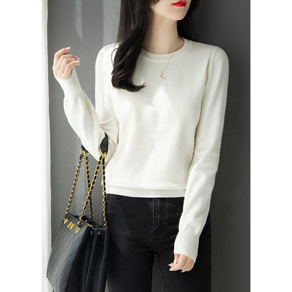 Autumn And Winter Half High Collar Loose Knitted Bottoming Shirt Sweater For Women