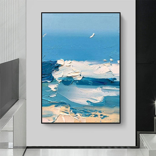 Modern Minimalist And Abstract Blue Ocean Canvas Painting