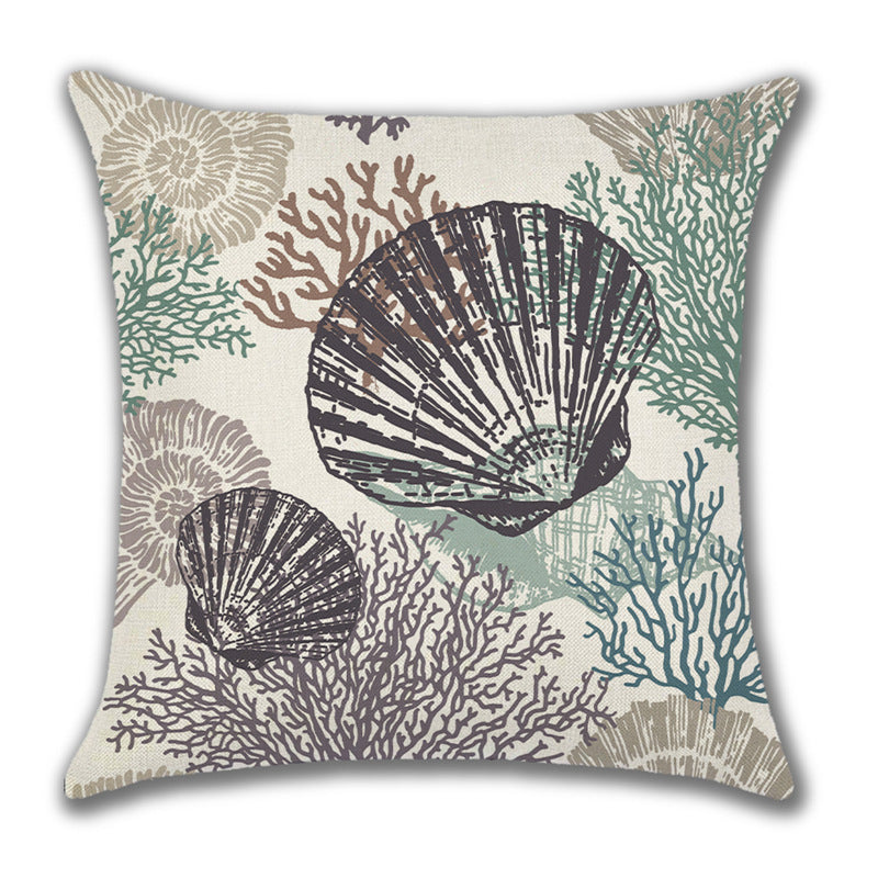 Home American Ocean Style Linen Pillow Cover