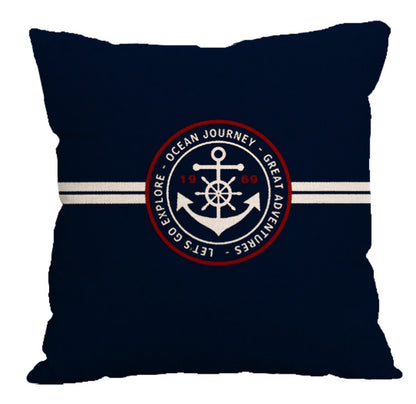 Blue Geometric Ocean Logo Cotton And Linen Pillow