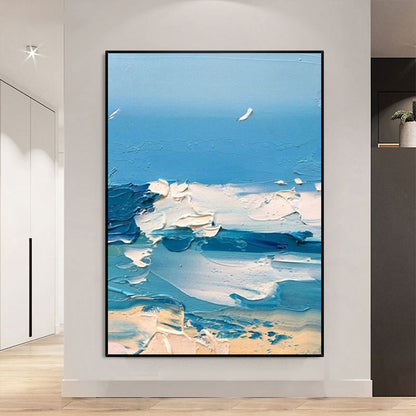 Modern Minimalist And Abstract Blue Ocean Canvas Painting