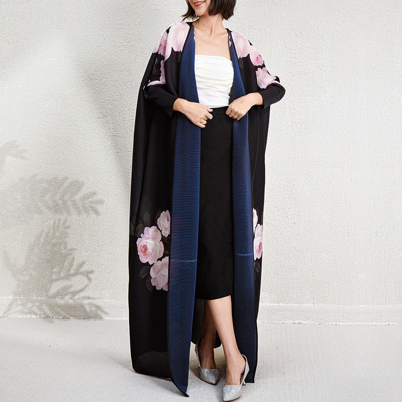 Women's Pleated Cardigan Robe Dress