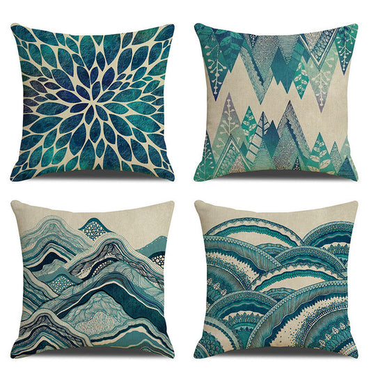 Home Fashion Simple Ocean Wave Digital Printed Pillowcase