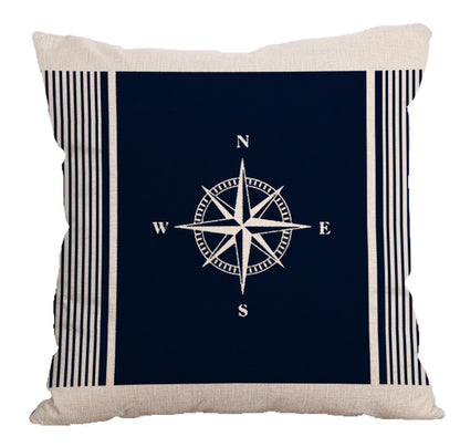 Blue Geometric Ocean Logo Cotton And Linen Pillow