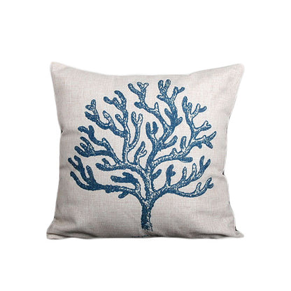 Blue Mediterranean Ocean Style Pillowcase Shell Starfish Coral Cushion