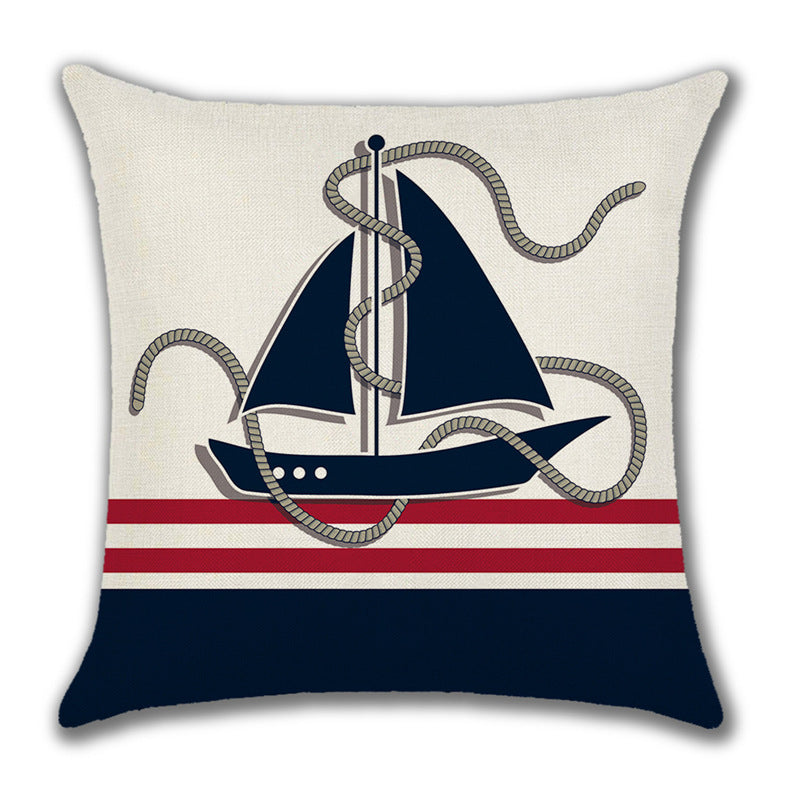 Home American Ocean Style Linen Pillow Cover