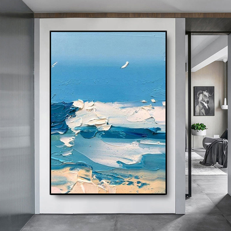 Modern Minimalist And Abstract Blue Ocean Canvas Painting