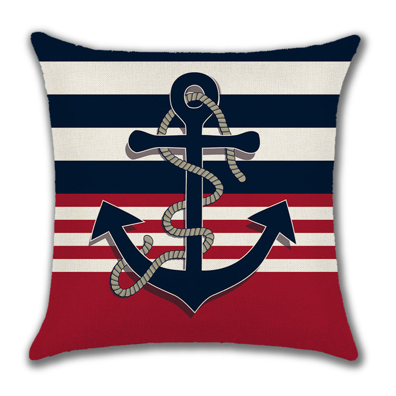 Home American Ocean Style Linen Pillow Cover