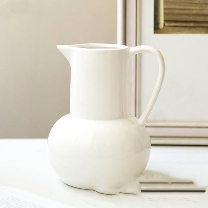 Mediterranean Letter Milk Kettle Ceramic Vase Artistic White