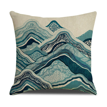 Home Fashion Simple Ocean Wave Digital Printed Pillowcase