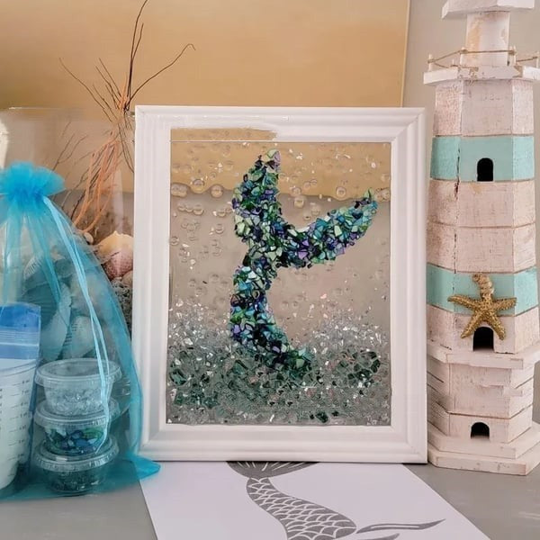 Sea Glass Art Home Decoration DIY Photo Frame