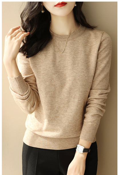 Autumn And Winter Half High Collar Loose Knitted Bottoming Shirt Sweater For Women